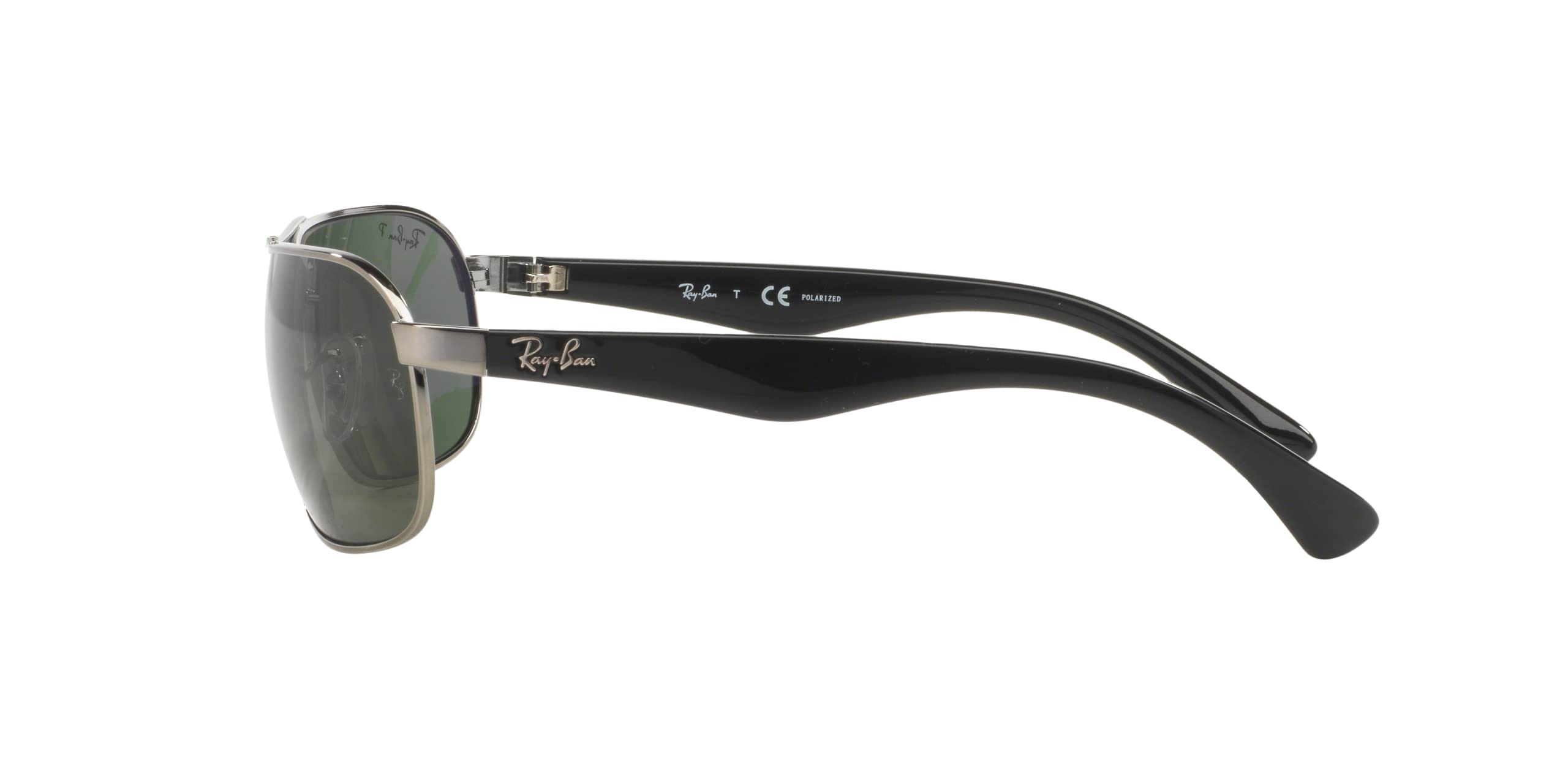 Ray-Ban RB3492 Rectangular Sunglasses, Gunmetal/CRYstal Green Polarized, 62 mm