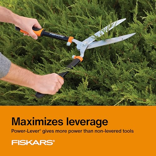 Fiskars Power-Lever 23” Hedge Shears – Self-Sharpening Precision-Ground Steel Blades – For Trimming/Shaping Hedges and Shrubs in Your Garden – Lawn and Yard Tools – Black/Orange