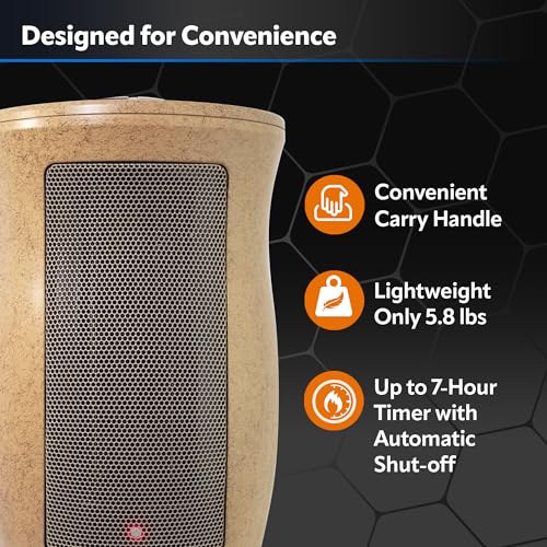 Lasko Oscillating Designer Series Ceramic Space Heater for Home with Adjustable Thermostat, Timer and 2-Speeds, 16 Inches, 1500W, Beige, 6405