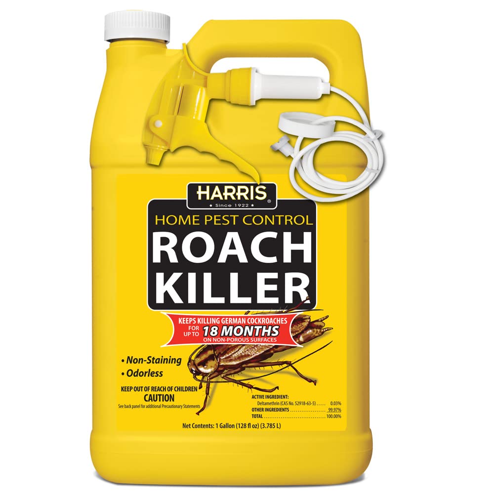 Harris Roach Killer, Liquid Spray with Odorless and Non-Staining 12-Month Extended Residual Kill Formula (Gallon)