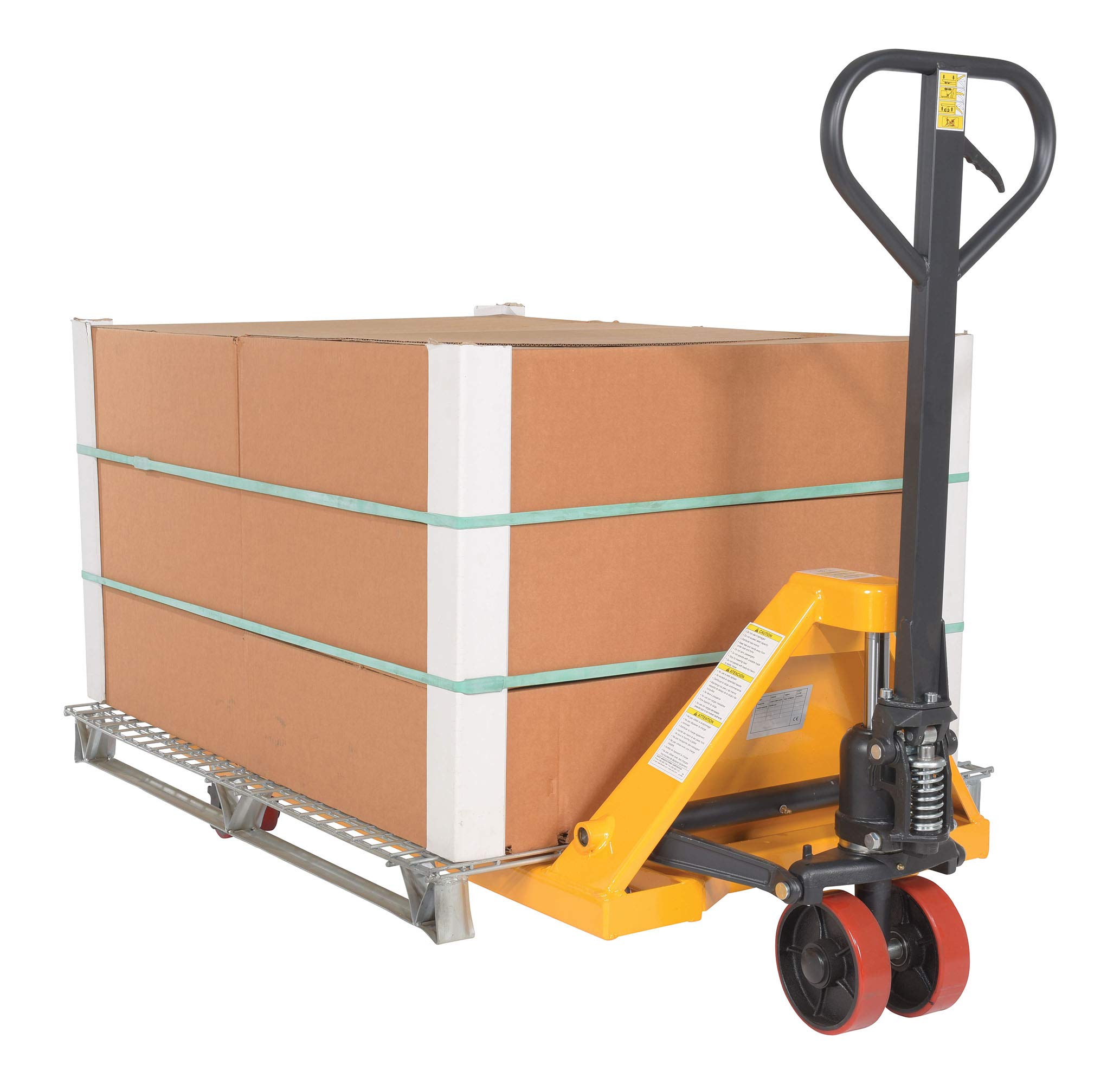 Vestil PM5-2748-Y Yellow Standard Pallet Truck, 5500 lbs Capacity, 48" Length x 27" Width Fork