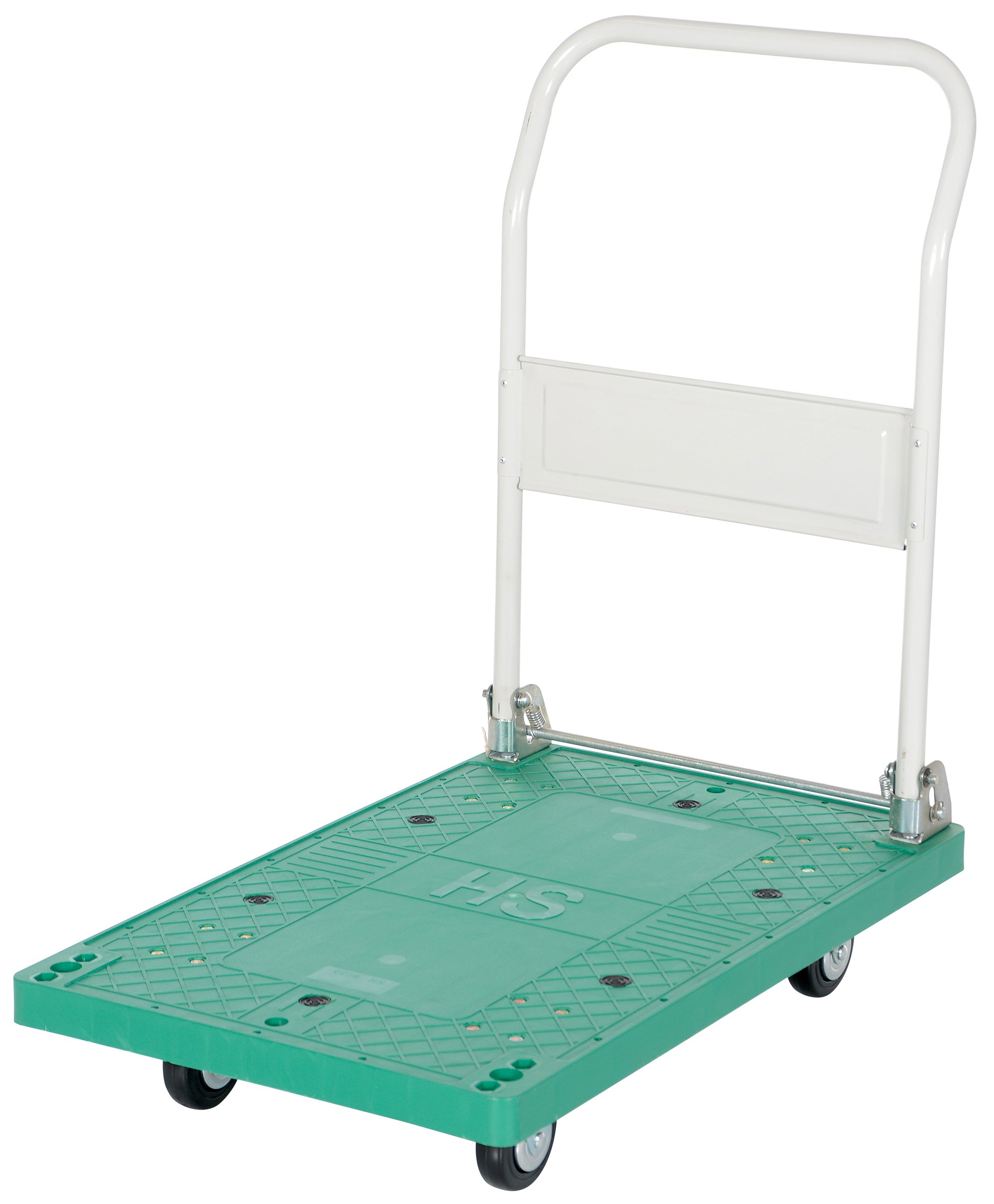 Vestil FPT-2133 Plastic Platform Truck with Fold Down Handle, 500 lbs Capacity, 33" Length x 21" Width x 6-1/2" Height Deck