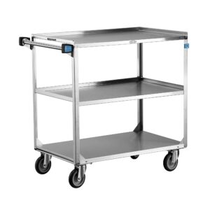 lakeside 444 heavy duty utility cart, 3 shelves, stainless steel, 500 lb. capacity, 22-3/8" x 39-1/4" x 37-1/4"