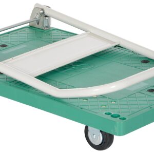 Vestil FPT-2133 Plastic Platform Truck with Fold Down Handle, 500 lbs Capacity, 33" Length x 21" Width x 6-1/2" Height Deck