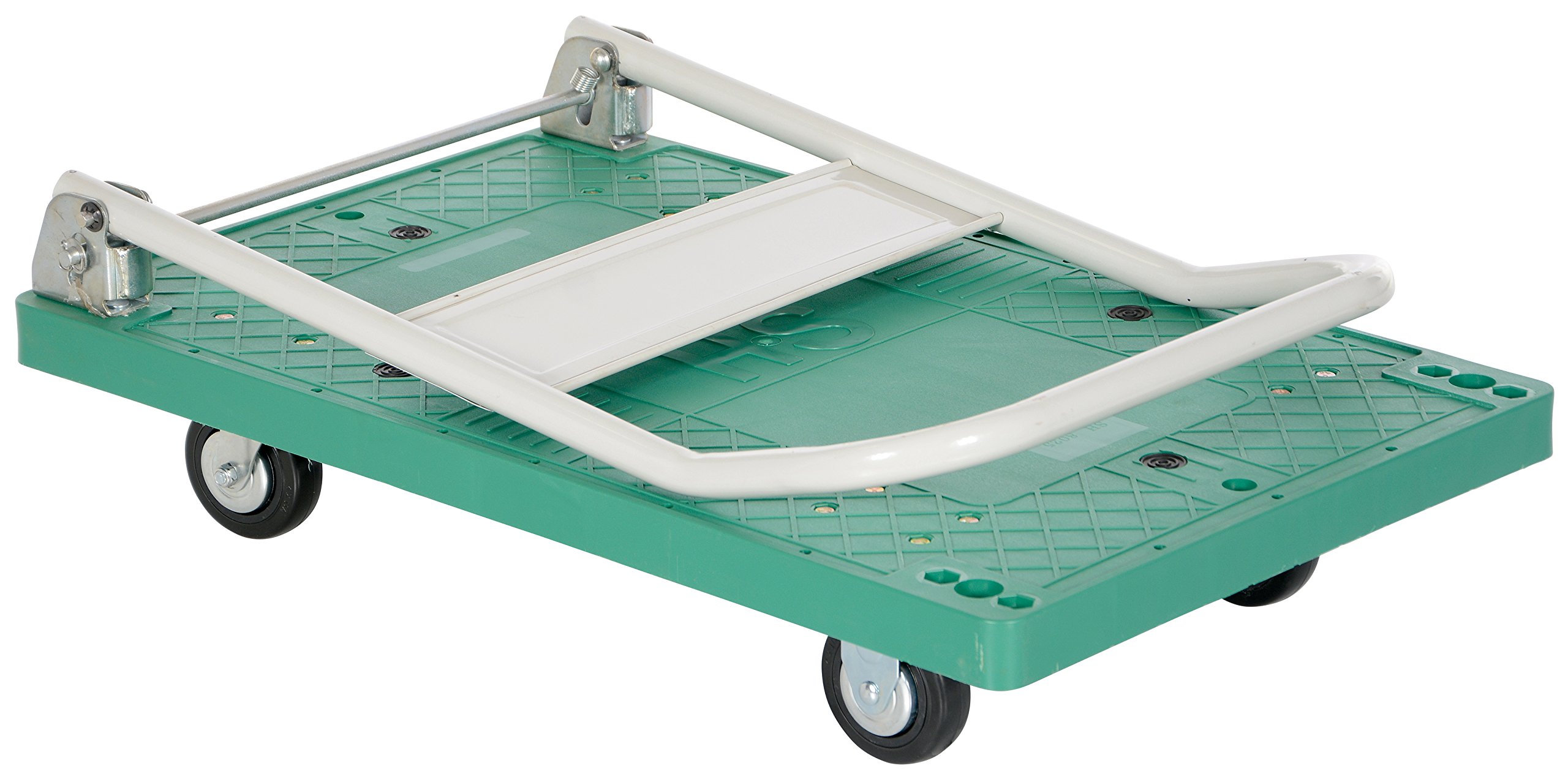 Vestil FPT-2133 Plastic Platform Truck with Fold Down Handle, 500 lbs Capacity, 33" Length x 21" Width x 6-1/2" Height Deck