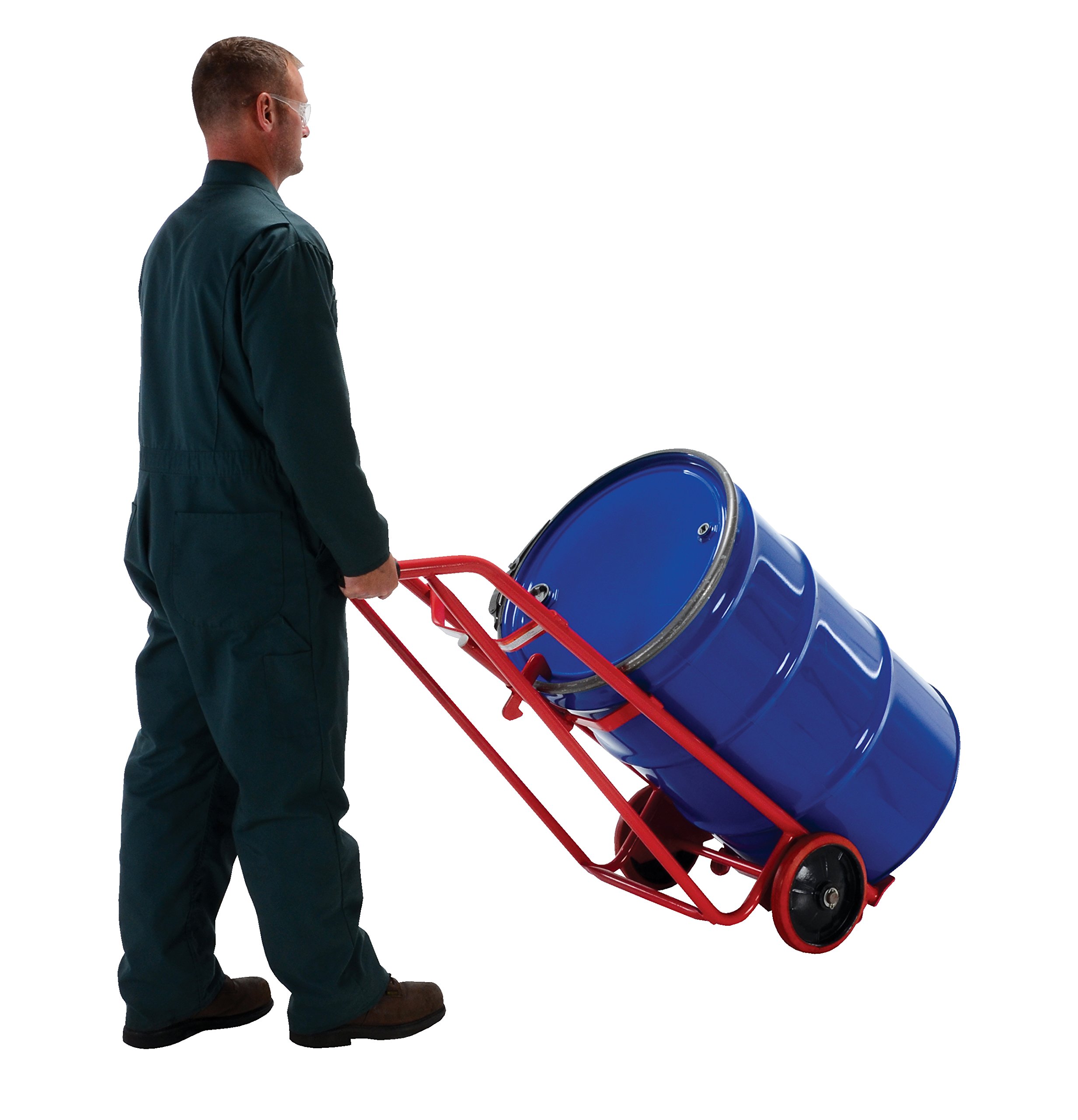 Vestil DBT-RED Steel Drum Truck with Dual Handle, Polyurethane Wheels, 800 lb. Load Capacity, 60-1/4" Length X 13-3/4" Width