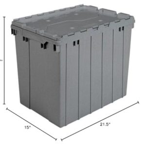 Akro-Mils Attached Lid Totes - 21-1/2x15x17" - Gray - Lot of 3