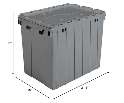 Akro-Mils Attached Lid Totes - 21-1/2x15x17" - Gray - Lot of 3