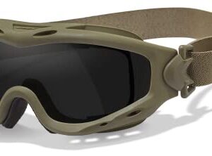 Wiley X Spear Goggle Sunglasses, ANSI Z87 Safety Ballistic Rated Goggles for Men and Women, UV Eye Protection for Shooting and Tactical, Tan Frames, Smoke Grey and Clear Changeable Lenses