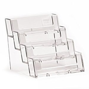 dazzling displays 4-tier clear business card holder - elegant business card organizer for desk - premium business card holder desk accessory