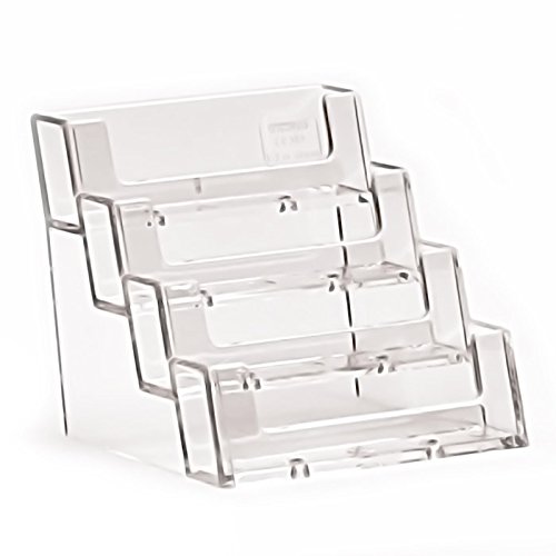 Dazzling Displays 4-Tier Clear Business Card Holder - Elegant Business Card Organizer for Desk - Premium Business Card Holder Desk Accessory