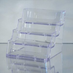 Dazzling Displays 4-Tier Clear Business Card Holder - Elegant Business Card Organizer for Desk - Premium Business Card Holder Desk Accessory