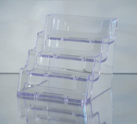 Dazzling Displays 4-Tier Clear Business Card Holder - Elegant Business Card Organizer for Desk - Premium Business Card Holder Desk Accessory