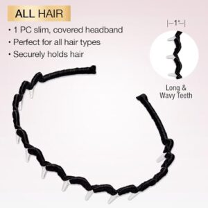 Conair Scunci Effortless Beauty Zig Zag headband - hair accessories for women - hairpin headband - black headband - 1 Count