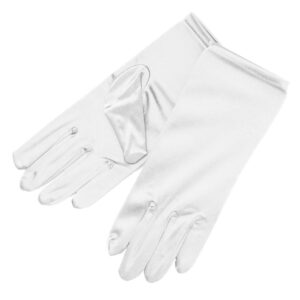 ZAZA BRIDAL Shiny Stretch Satin Dress Gloves Wrist Length 2BL-White