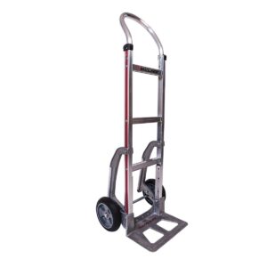 magline hmk111aaa5 aluminum hand truck, u loop handle, straight back frame, 8" balloon cushion wheels, stairclimbers