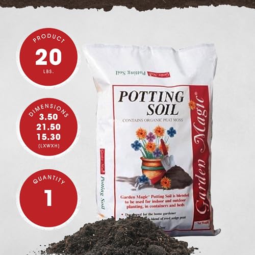 Michigan Peat 20 Pound Bag of Garden Magic General Purpose Moisture Retaining Potting Soil Mix for Indoor and Outdoor Planting