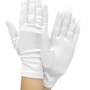 ZAZA BRIDAL Shiny Stretch Satin Dress Gloves Wrist Length 2BL-White