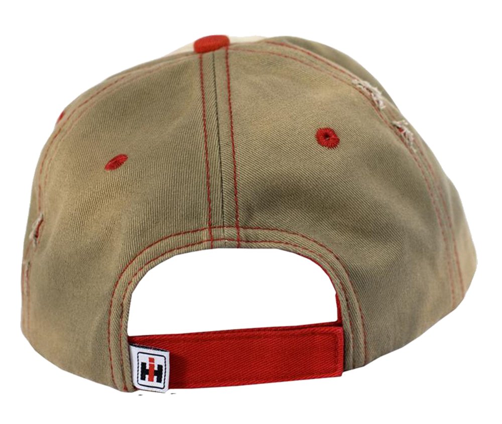 540Brands McCormick Farmall Men's Adjustable Baseball Cap, Distressed Tea-Stained with Logo Patch, 6-Panel Hat Brown