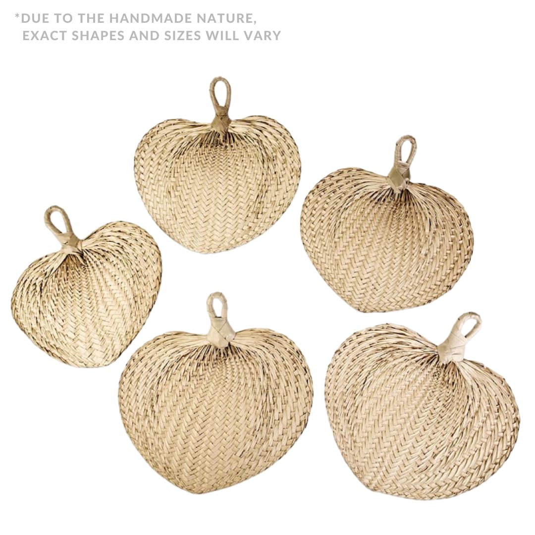 Koyal Wholesale Natural Raffia Hand Fans, 12-Pack Palm Leaf Hand Fans, Buri Fans, Handmade Raffia Fans, Wedding Favor Fans, Favor for Wedding, Fan Programs Wedding