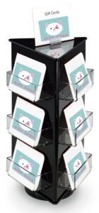 displays2go revolving acrylic gift card holder with 9 pockets, built-in sign holder, tabletop, 9 x 12-1/2 x 9-inch