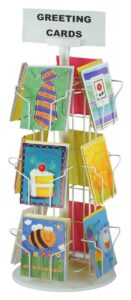 greeting card racks with (12) 5 x 7 pockets for counter displays, 29 inches tall - white wire construction with plastic base