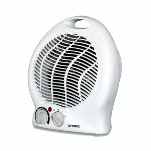 optimus h-1322 portable 2-speed fan heater with thermostat , white