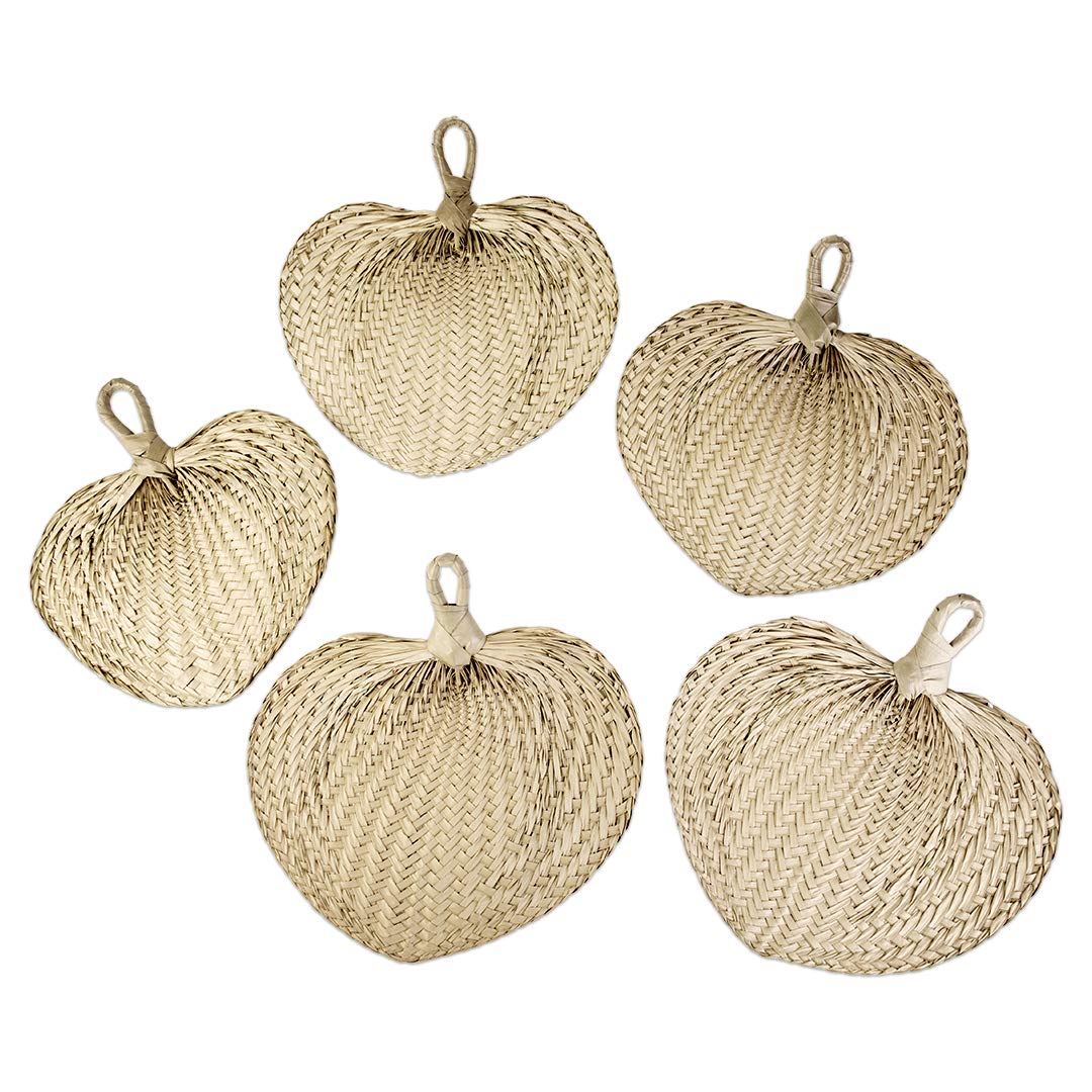 Koyal Wholesale Natural Raffia Hand Fans, 12-Pack Palm Leaf Hand Fans, Buri Fans, Handmade Raffia Fans, Wedding Favor Fans, Favor for Wedding, Fan Programs Wedding