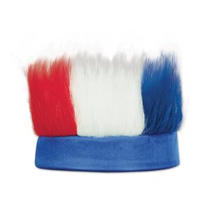 beistle red, whtie & blue hairy headband – novelty hat for fourth of july parties, halloween costume dress up, france themed accessories, patriotic headwear