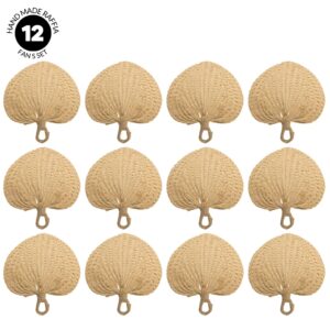 Koyal Wholesale Natural Raffia Hand Fans, 12-Pack Palm Leaf Hand Fans, Buri Fans, Handmade Raffia Fans, Wedding Favor Fans, Favor for Wedding, Fan Programs Wedding