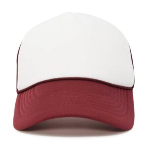 DALIX Blank Hat Two Tone Summer Mesh Cap in Maroon and White Trucker Hat