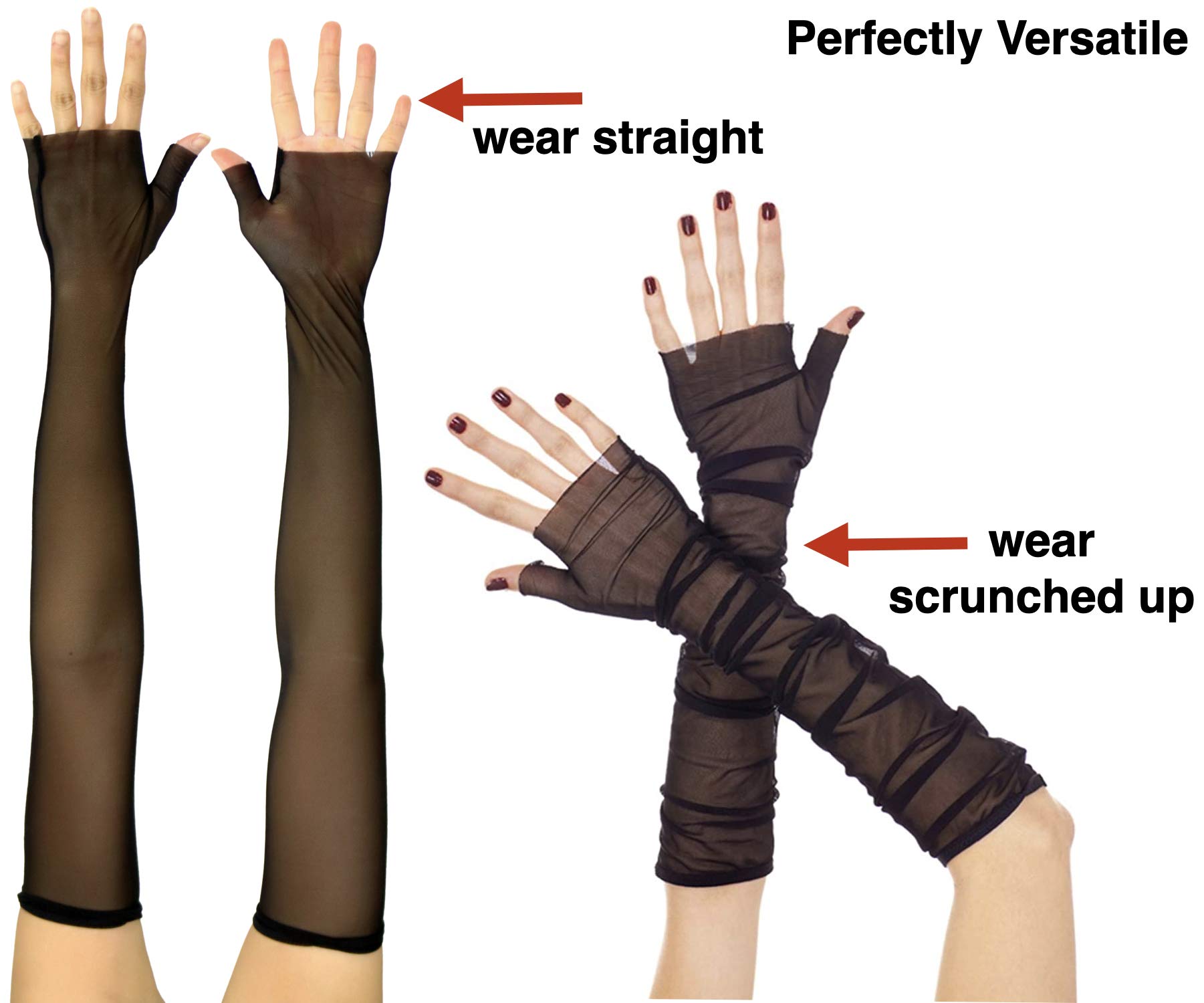 ToBeInStyle Women's Mesh Fingerless Gloves - One Size - Black