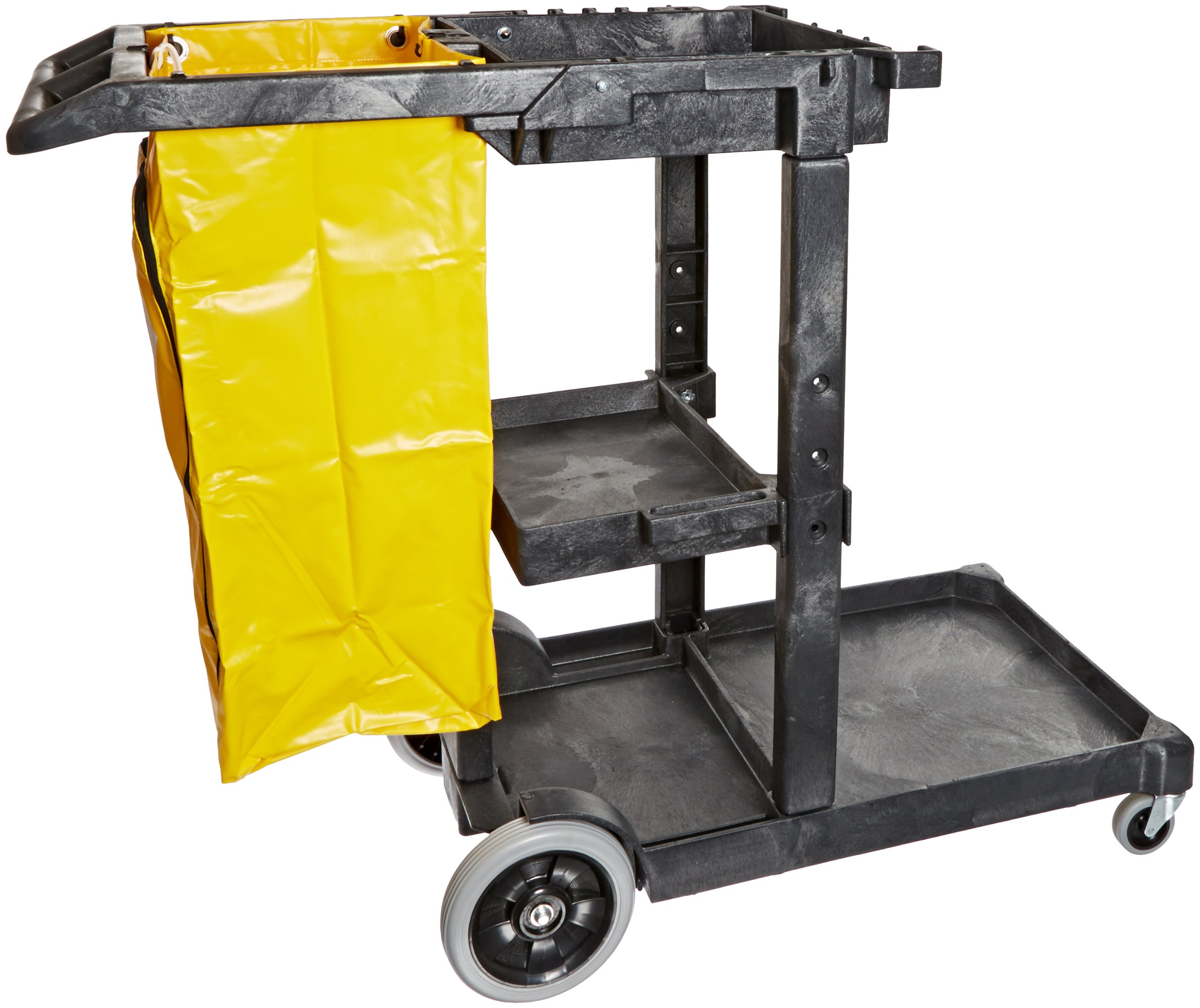 Impact 6850 Janitor's Cart with 25-Gallon Yellow Vinyl Bag, Polyethylene, 48" Length x 20-1/2" Width x 38" Height, Gray