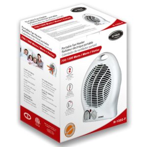 Optimus H-1322 Portable 2-Speed Fan Heater with Thermostat , White