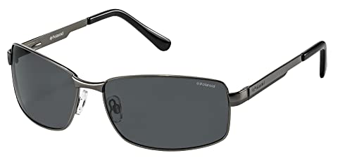 Polaroid Sunglasses P4416/S Rectangular Sunglasses, Gunmetal & Gray Polarized, 63 mm