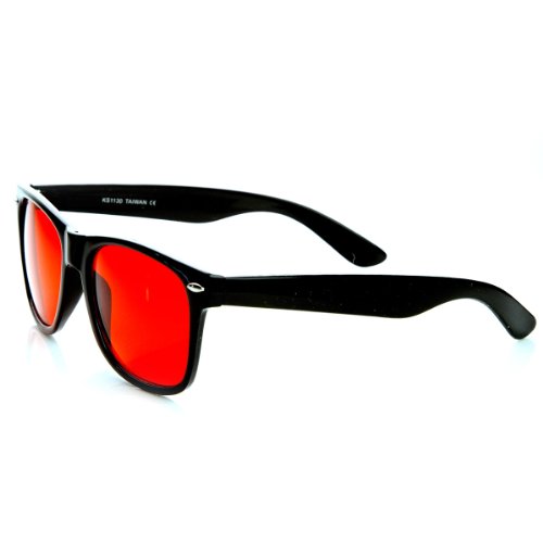 zeroUV Rare Color Tinted Lens Classic Horn Rimmed Sunglasses (Red)