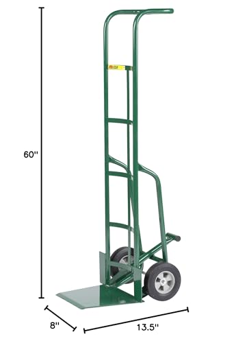 Little Giant TF-370-8S Tall Hand Truck with Foot Kick and Wheel Guards, 8" Solid Rubber Tire Wheel, 800 lbs Capacity, 60" Height