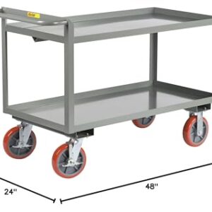 Little Giant GL-2448-8PYBK Lip Edge Shelves Merchandise Collector with 8" Polyurethane Wheels, 3600 lbs Capacity, 48" Length x 24" Width x 32" Height