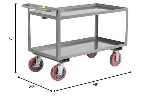 Little Giant GL-2448-8PYBK Lip Edge Shelves Merchandise Collector with 8" Polyurethane Wheels, 3600 lbs Capacity, 48" Length x 24" Width x 32" Height