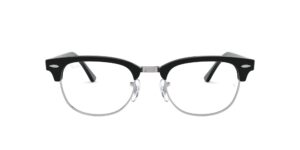 ray-ban rx5154 clubmaster square prescription eyeglass frames, black/demo lens, 51 mm