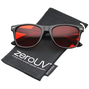 zeroUV Rare Color Tinted Lens Classic Horn Rimmed Sunglasses (Red)