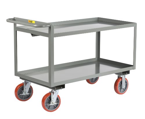 Little Giant GL-2448-8PYBK Lip Edge Shelves Merchandise Collector with 8" Polyurethane Wheels, 3600 lbs Capacity, 48" Length x 24" Width x 32" Height