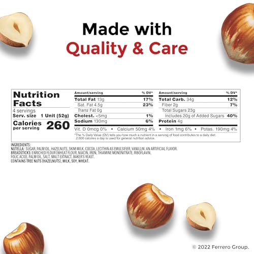 Nutella & GO! Bulk 12 Pack, Hazelnut and Cocoa Spread with Breadsticks, Snack Cups, 1.8 oz Each