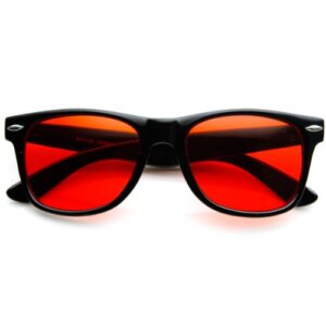 zeroUV Rare Color Tinted Lens Classic Horn Rimmed Sunglasses (Red)