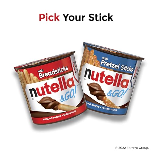 Nutella & GO! Bulk 12 Pack, Hazelnut and Cocoa Spread with Breadsticks, Snack Cups, 1.8 oz Each