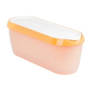 tovolo glide-a-scoop ice cream tub, 1.5 quart, insulated, airtight reusable container with non-slip base, stackable on freezer shelves, bpa-free, orange crush