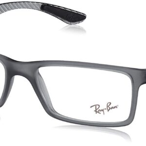 Ray-Ban RX8901 Rectangular Prescription Eyeglass Frames, Demi Gloss Grey/Demo Lens, 55 mm