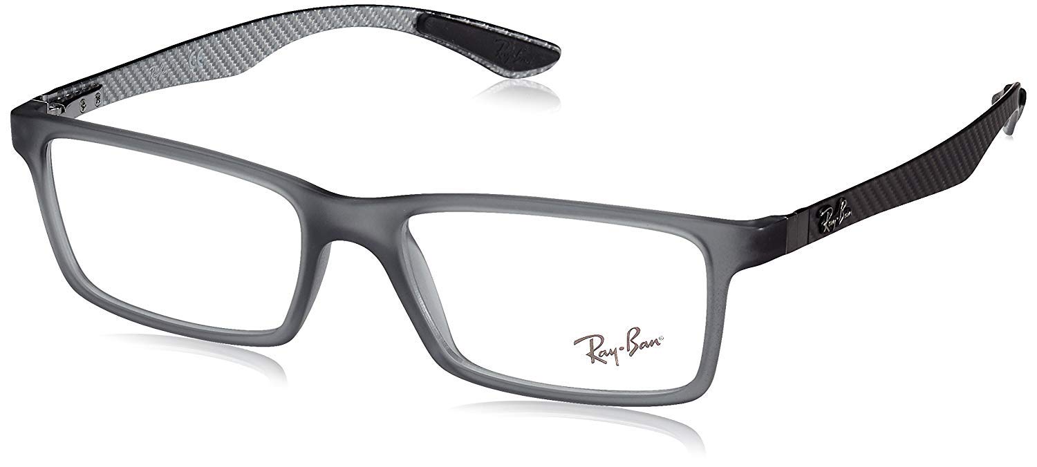 Ray-Ban RX8901 Rectangular Prescription Eyeglass Frames, Demi Gloss Grey/Demo Lens, 55 mm