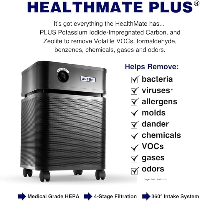 Austin Air HealthMate Plus Standard Air Purifier (B450E1) Midnight Blue