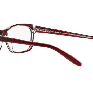 Ralph by Ralph Lauren Women's RA7039 Square Prescription Eyewear Frames, Shiny Transparent Red/Demo Lens, 53 mm